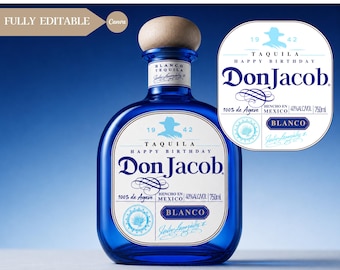 Custom Don Julio Blanco Label, Printable Mini Blanco Tequila Label, Birthday, Anniversary, Wedding, Feliz Cumpleaños DIY Gift, 2 sizes