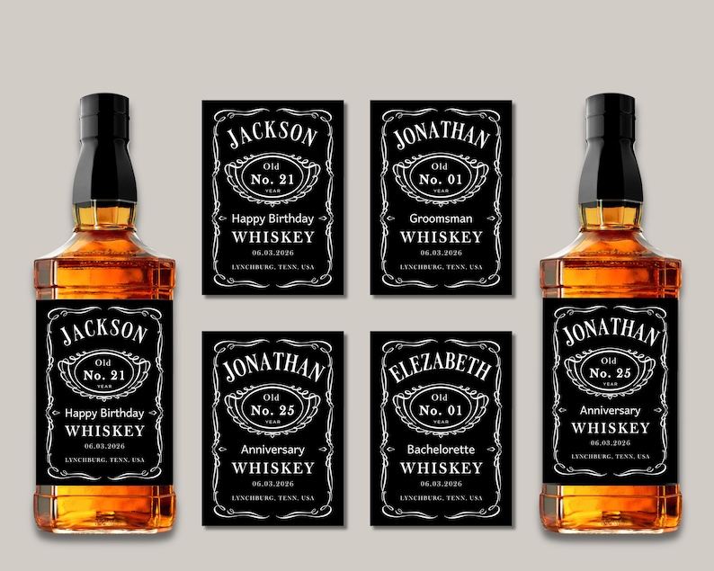 tequila label, jack daniels, liquor label, whiskey label, groomsman gift, alcohol label, bachelorette party, custom label, personalized label, bottle label, happy birthday, holiday gift, printable template