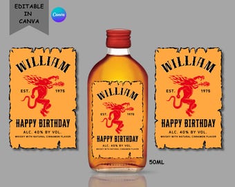 Custom Mini Cinnamon Whisky Label: Personalized Party Favor