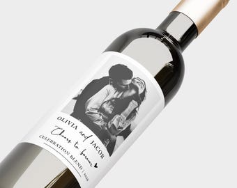 Editable Photo Wine Label Template – Personalized Gift for Couples, Birthdays, Anniversaries, Weddings – Fits Wine, Champagne Bottles