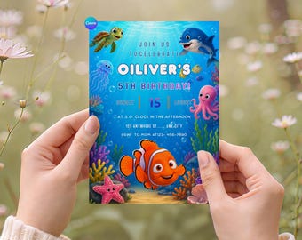 Nemo Birthday Invitation, Nemo Birthday Invite, Dory Birthday Invitation, Editable Finding Nemo Invitation, Under the Sea Birthday