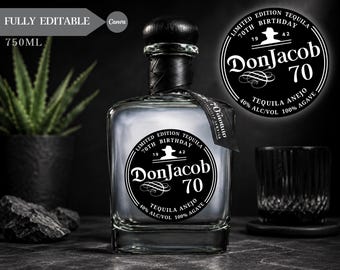 Custom Don Julio 70 Label, Personalized Tequila Label, Birthday Anniversary Wedding, Feliz Cumpleaños Gift 750ml, Digital Download