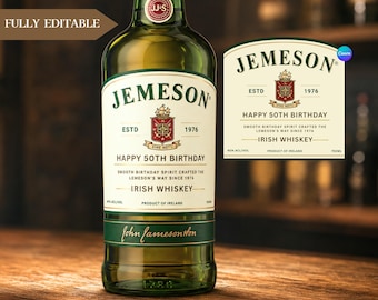 Whiskey Label Canva Template Personalized Custom Digital Download Groomsmen Gift Bachelorette Party Gifts for Him Dad