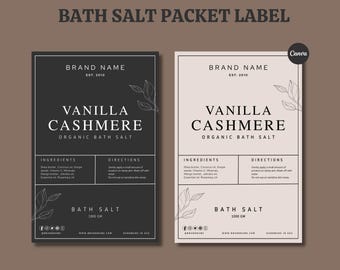 Modern Pouch Label Template: Tea Label, coffee, Bath Salts Labels, DIY Canva Product Packaging Design, Digital Download