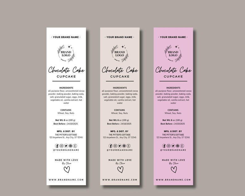 Mini Cake Tin Label Template | Editable Bakery Sticker | Printable Loaf ...