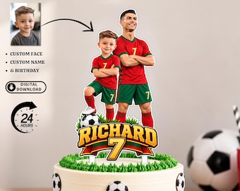 Personalisierter Cristiano Ronaldo Tortenaufsatz, CR7 Partydeko, Fußball-Geburtstagstortendekoration zum Ausdrucken (Digitaler Download)