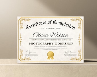 Certificate Of Completion Template, Printable Course Certificate Of Completion, Editable Beauty Award Canva Certificate Template. TDS-10