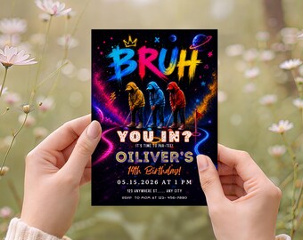 Mini Golf Birthday Invitation, BRUH YOU IN? Golf Invitation, Glow Party, Golf Party Invite, Sports Birthday Party, Editable Canva Template