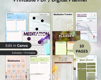 Meditation Planner PDF PNG | Daily Mindfulness Log | Zen Practice Tracker | Yoga Journal | Spiritual Growth Diary  | Instant Download