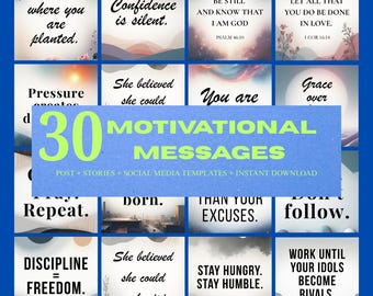 30 Motivational Wall Art Bundle, Manifestation Quotes, Mindset Prints, Success Affirmations, Vision Board Kit Digital, PNG PDF.