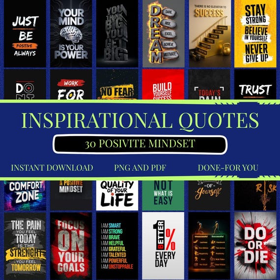 30 Motivational Wall Art Bundle, Success Mindset Prints, Entrepreneur Office Decor, Hustle Quotes, Gym Motivation, PDF PNG.