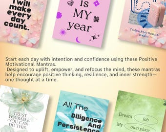 Positive Affirmations Wall Art, Daily Mantras Print, Goal Setting Vision Board, Motivational Quotes, PDF, PNG.