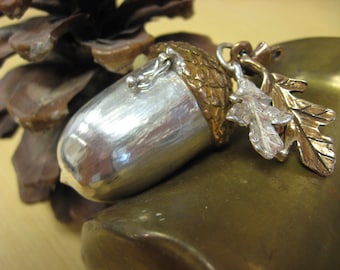 Silver and Bronze Secret Keeper Acorn Pendant