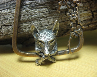 Fox and Cherry Blossom Pendant