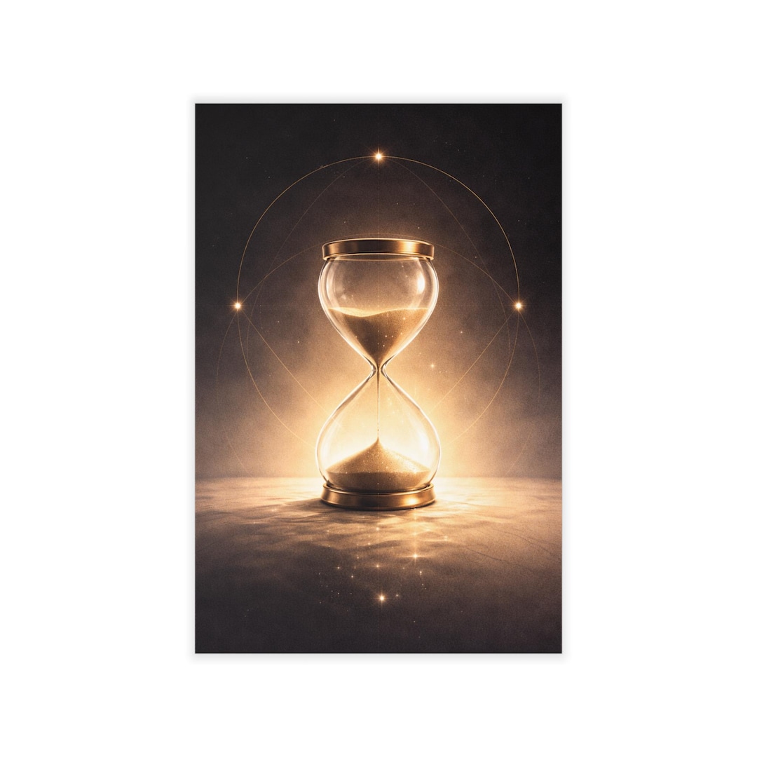Timer Decal Golden Hourglass Wall Decal | Illuminated Sand Timer Art, Mystical Time ...