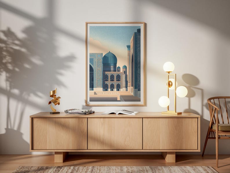 Registan Square Poster - Uzbekistan Wall Art - Samarkand Architecture Print - Vintage Travel Poster - Silk Road Decor - Uzbekistan Gift image 8