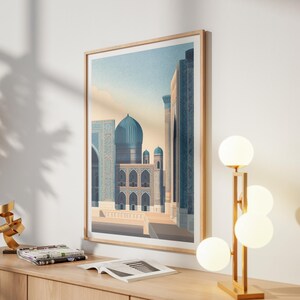 Registan Square Poster - Uzbekistan Wall Art - Samarkand Architecture Print - Vintage Travel Poster - Silk Road Decor - Uzbekistan Gift image 9