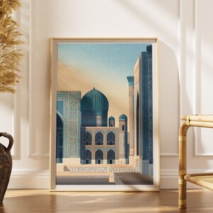 Registan Square Poster - Uzbekistan Wall Art - Samarkand Architecture Print - Vintage Travel Poster - Silk Road Decor - Uzbekistan Gift image 7
