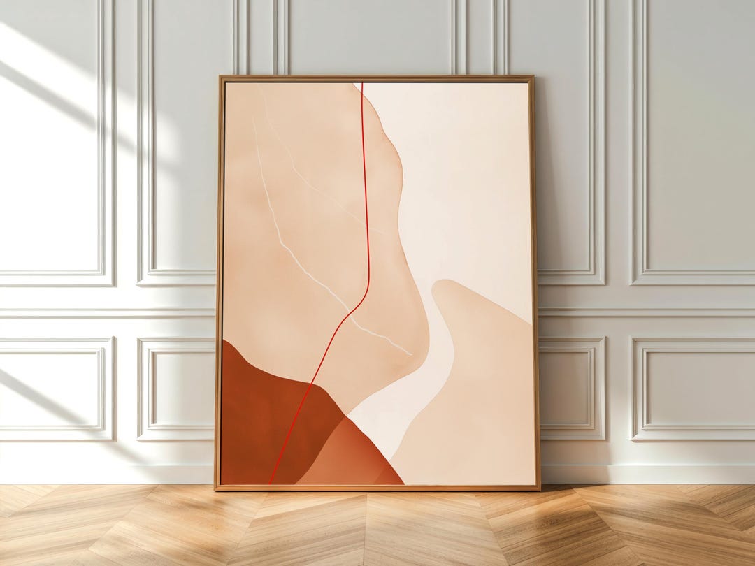Minimalist Terracotta Abstract Art, Modern Earth Tone Print With Red ...