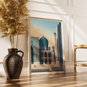Registan Square Poster - Uzbekistan Wall Art - Samarkand Architecture Print - Vintage Travel Poster - Silk Road Decor - Uzbekistan Gift image 6
