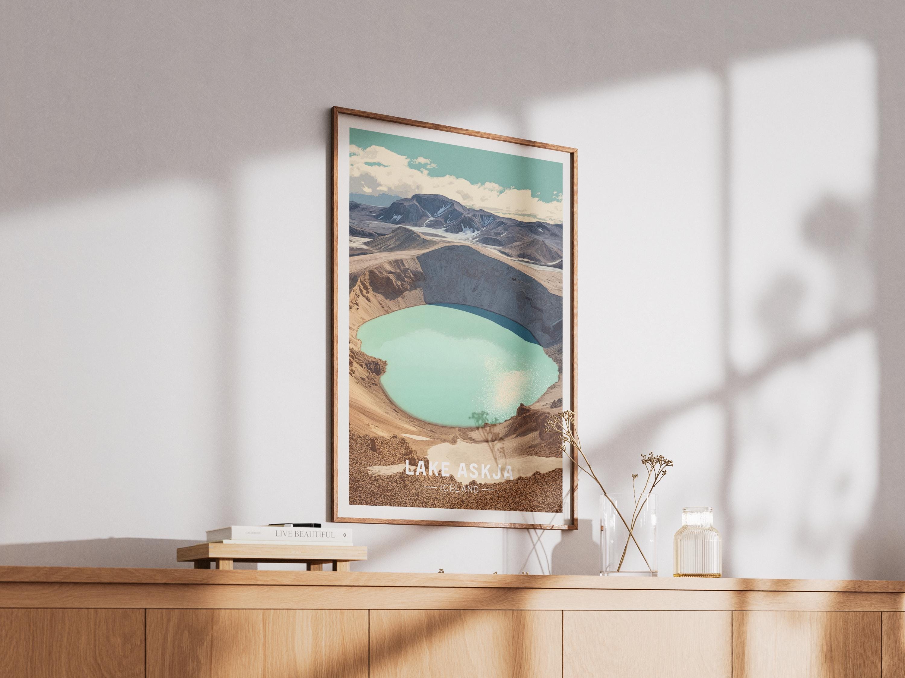 Lake Askja Poster - Iceland Wall Art - Volcanic Crater Print
