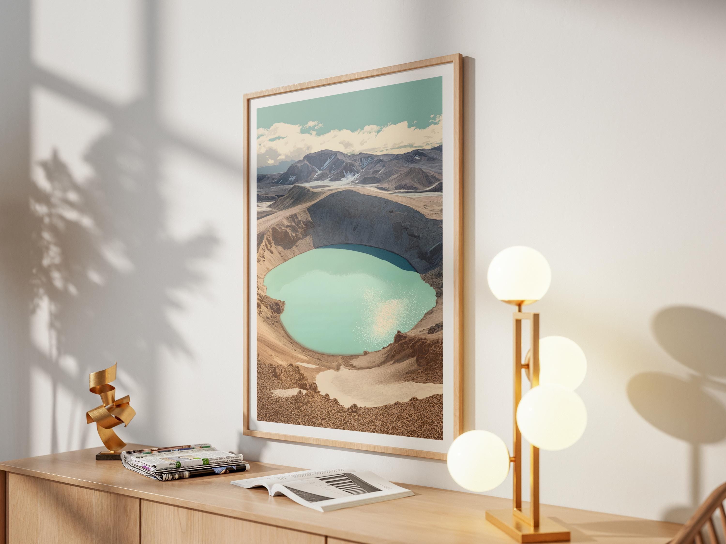 Lake Askja Poster - Iceland Wall Art - Volcanic Crater Print