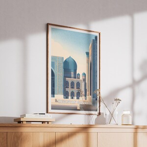Registan Square Poster - Uzbekistan Wall Art - Samarkand Architecture Print - Vintage Travel Poster - Silk Road Decor - Uzbekistan Gift image 4