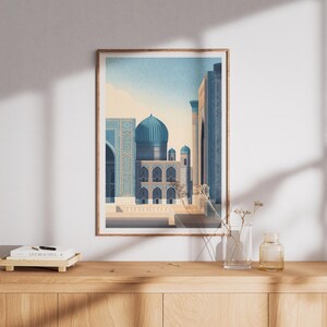 Registan Square Poster - Uzbekistan Wall Art - Samarkand Architecture Print - Vintage Travel Poster - Silk Road Decor - Uzbekistan Gift image 3