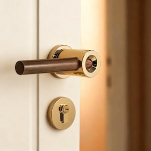 Walnut Door Lever Handle, Interior Door Lock