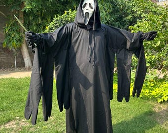 Scream Inspired Ghost-face Costume | Grim Reaper Hooded Robe, Horror Mask | Halloween Scary Cosplay Outfit