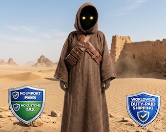 501st Legion Jawa Costume | Desert Scavenger Robe, Mask, Bandoliers | Star-Wars Galactic Halloween Cosplay