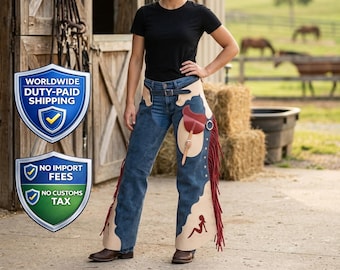 Handmade Cropped Leather Fringe Chaps | Western Tooled Suede Rodeo Festival Outfit | Cowgirl Shotgun Leggings