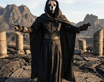 Darth Nihilus Inspired Cosplay Costume | Sith Lord Hooded Robe Villain Mask | Star-wars Galactic Outfit