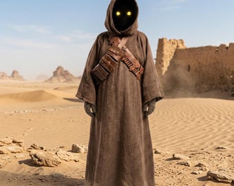 501st Legion Jawa Costume | Desert Scavenger Robe, Mask, Bandoliers | Star-Wars Galactic Halloween Cosplay