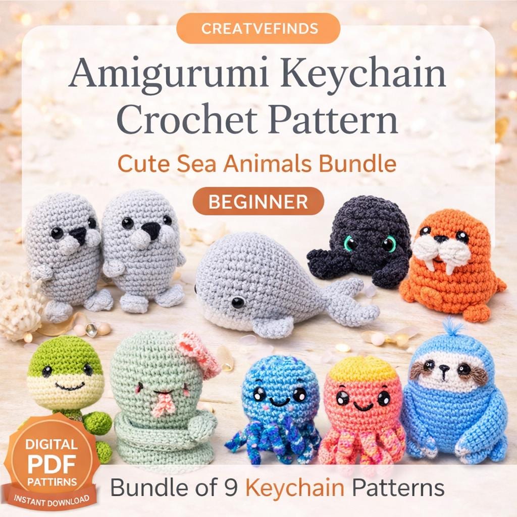 9-in-1 Amigurumi Crochet Keychain Patterns Bundle