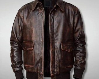 Leren Air Force Pilot-jas heren Aviator A-2 Flight-bomberjack