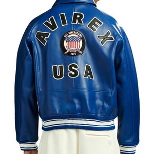 VINTAGE AVIREX USA All Americans Leather Jacket - Red Varsity Bomber - Men’s