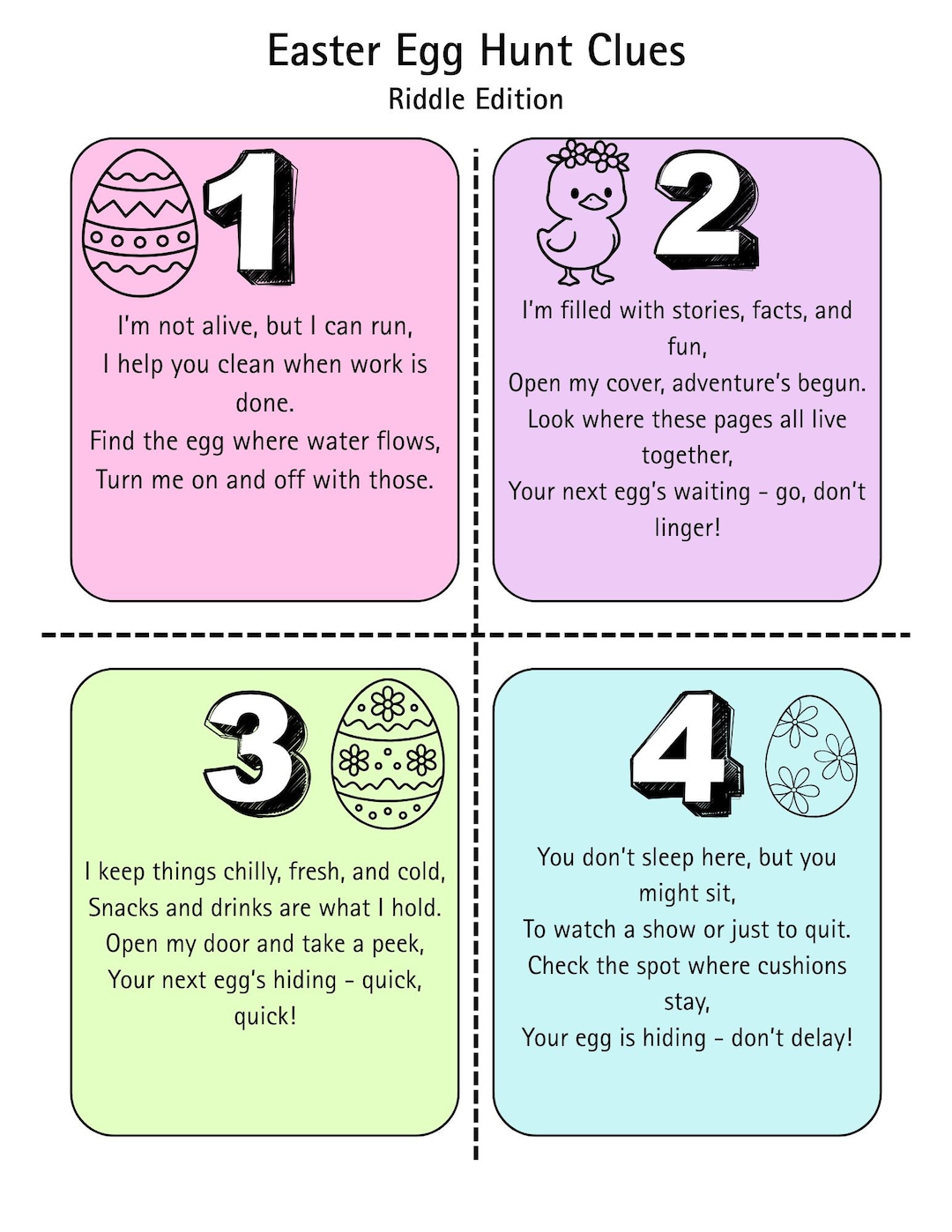 Easter Egg Hunt Riddle Clues | Ages 8-13, Indoor/outdoor (instant ...