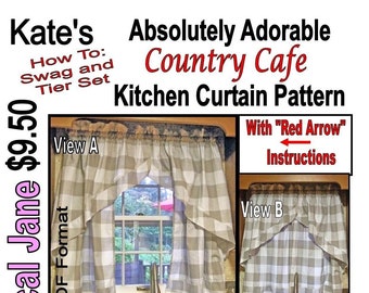 Kate's Absolutely Adorable "Country Cafe" Kitchen Curtain Pattern - How To, Pattern, Clothing Design, Window design, Drapes, curtains