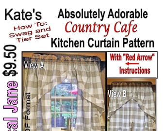 Kate's Absolutely Adorable "Country Cafe" Kitchen Curtain Pattern - How To, Pattern, Clothing Design, Window design, Drapes, curtains