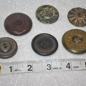 Vintage Buttons - Six Large Assorted Buttons, Sewing