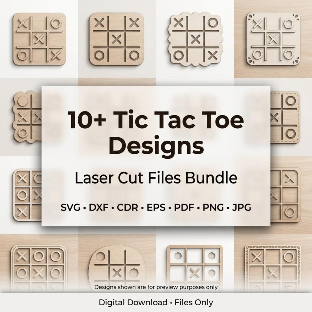 Tic Tac Toe Laser Cut SVG, Wooden Game Board DXF, Kids DIY Game File - Etsy