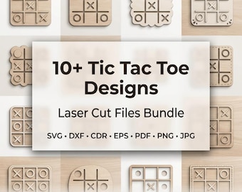 Tic Tac Toe Laser Cut SVG, Wooden Game Board DXF, Kids DIY Game File