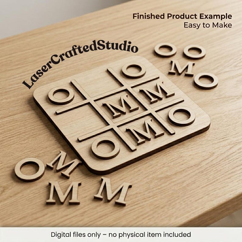 Tic Tac Toe Laser Cut SVG, Wooden Game Board DXF, Kids DIY Game File - Etsy