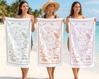 Custom Girls Trip 2026 Beach Towel, Personalized Name Pool Towel, Girls Weekend Gift, Checkered Beach Towel, Summer Gift Towel, Summer Party