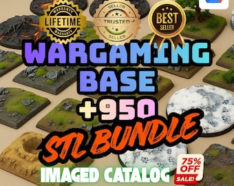 950 GB Wargaming Base STL Mega Pack – podstawki do gry i modele terenu