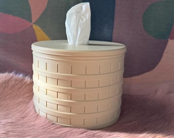 Dispensador de pañuelos redondo / Diseño de segmentos de bambú / Decoración de baño zen / Dispensador de pañuelos impreso en 3D / Accesorio para el hogar de inspiración japonesa