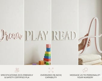 Nursery Name Sign, Personalized 3D Wall Letters for Above Crib, Custom Baby Name Sign, Boho Kids Room Decor