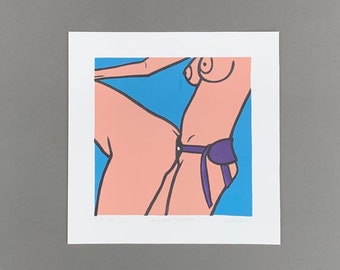 Erotic Art Print | Strapped Together | Linocut Print