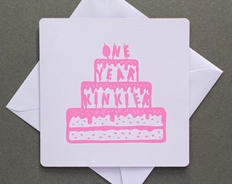 Kinky Birthday Card | One Year Kinkier | Linocut Card